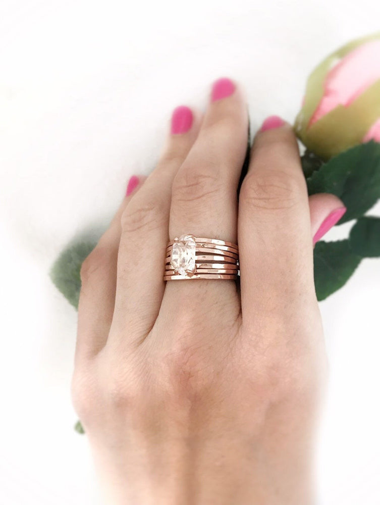 Thin Stack Rings Set - 14K Solid Gold