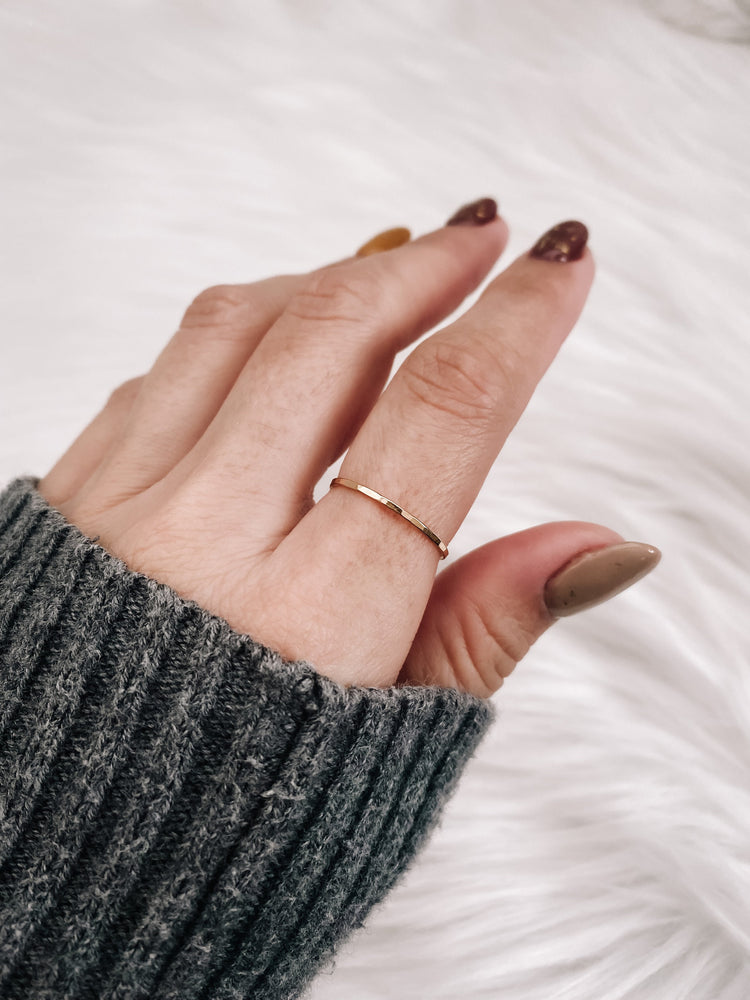 Thin Stack Rings Set - 14K Solid Gold
