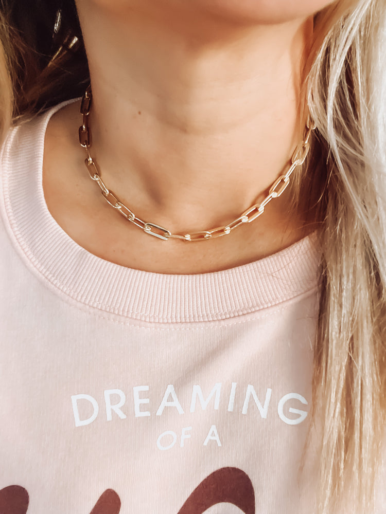 dainty paperclip chain necklace