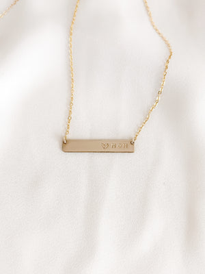Name bar necklace 14k gold