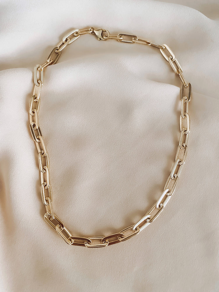 14k gold filled paperclip chain necklace 
