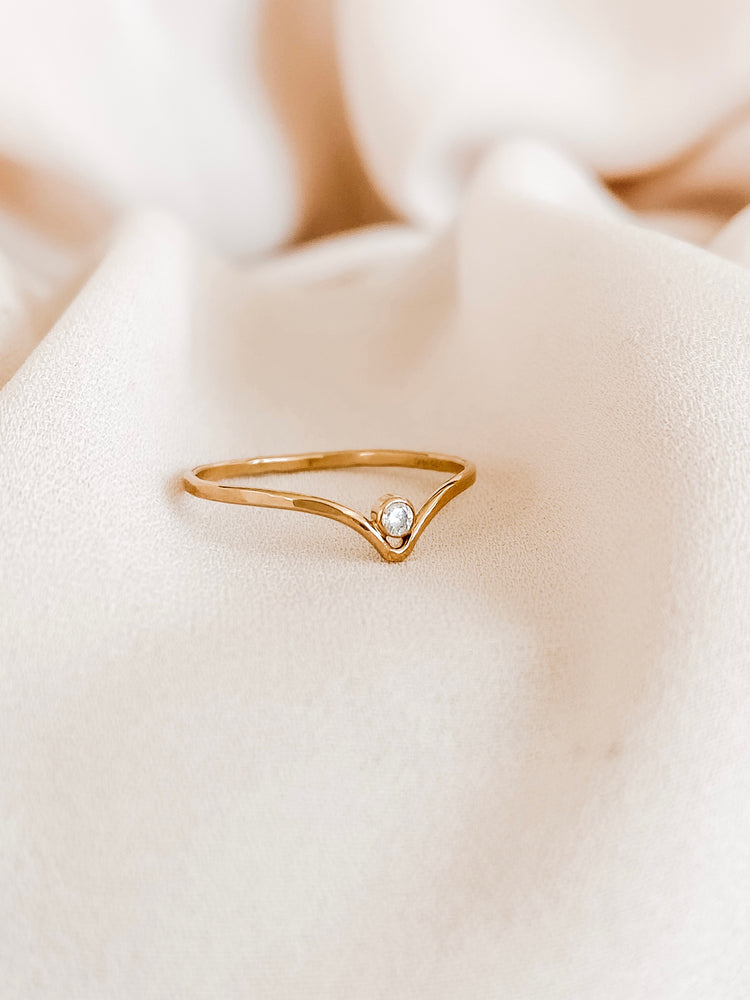 Diamond chevron engagement ring 