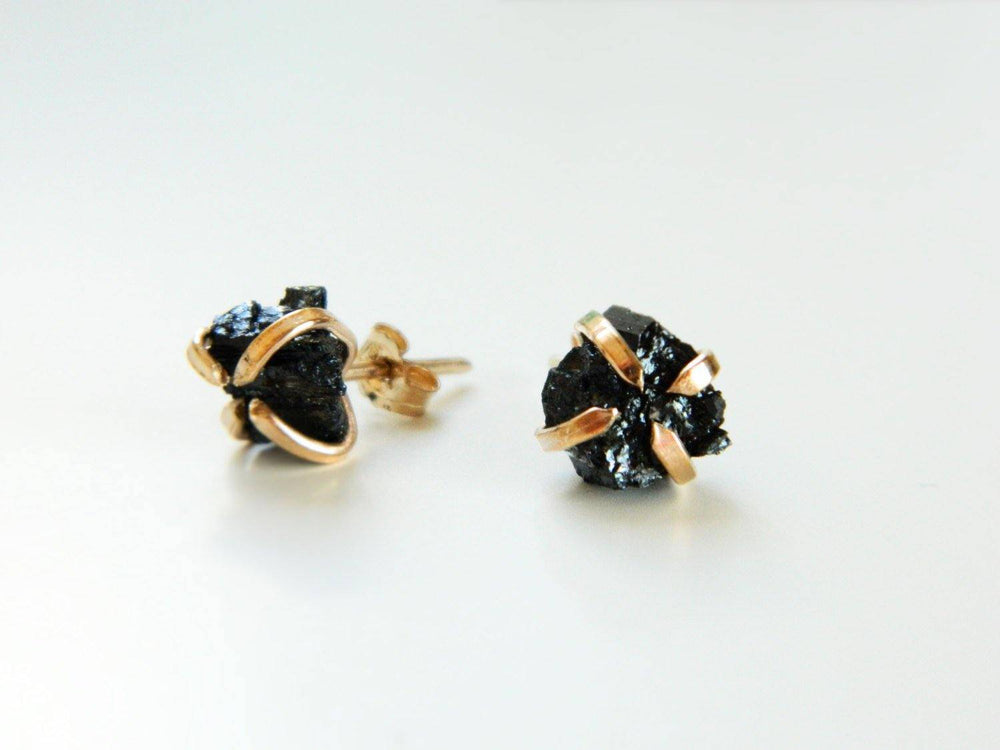 Black Tourmaline Stud Earrings, 