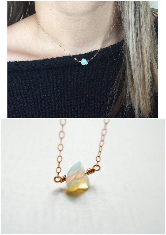Gold Raw Opal Necklace, 