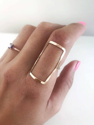 Large Rectangle Ring gold filled