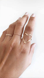 Solid Gold Hammered Heart Ring, 