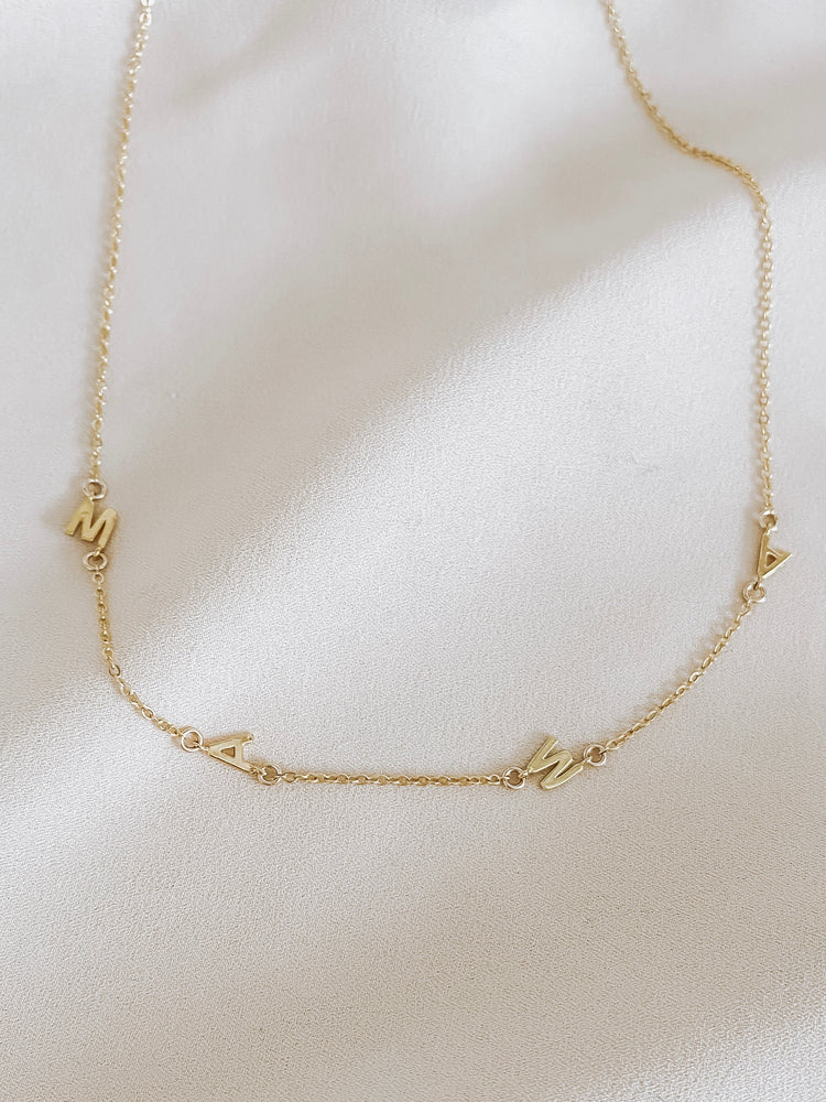mama letter necklace gold
