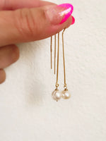 freshwater pearl chain Earrings gold