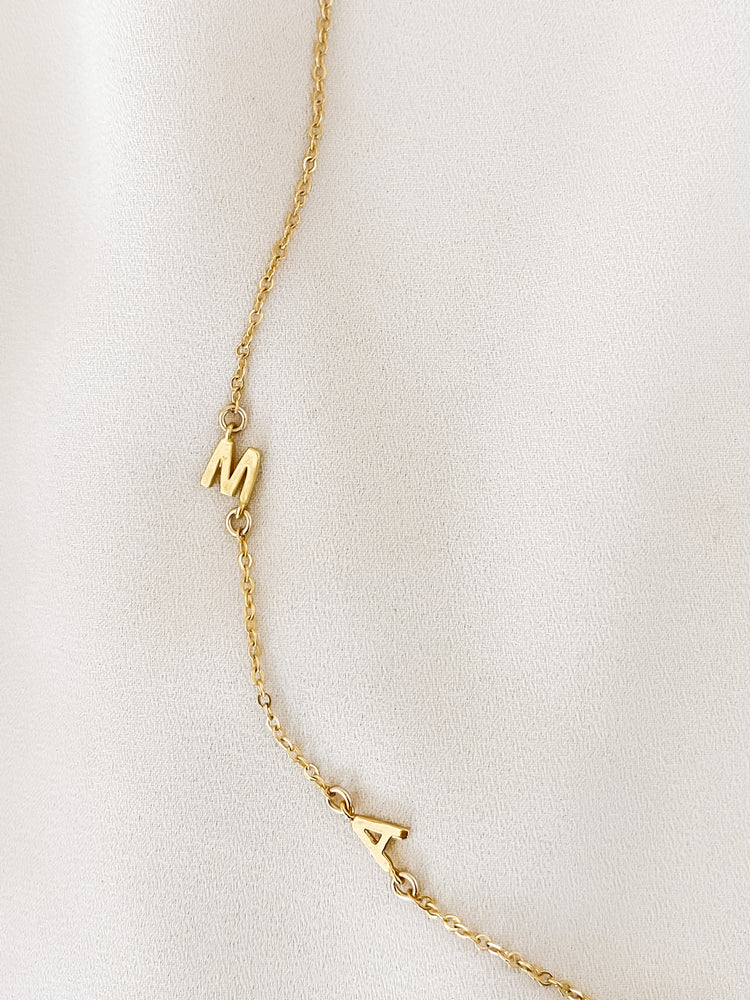 Sideways Initial Necklace gold