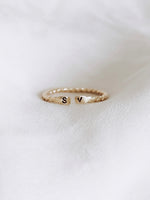 open twisted initial ring gold