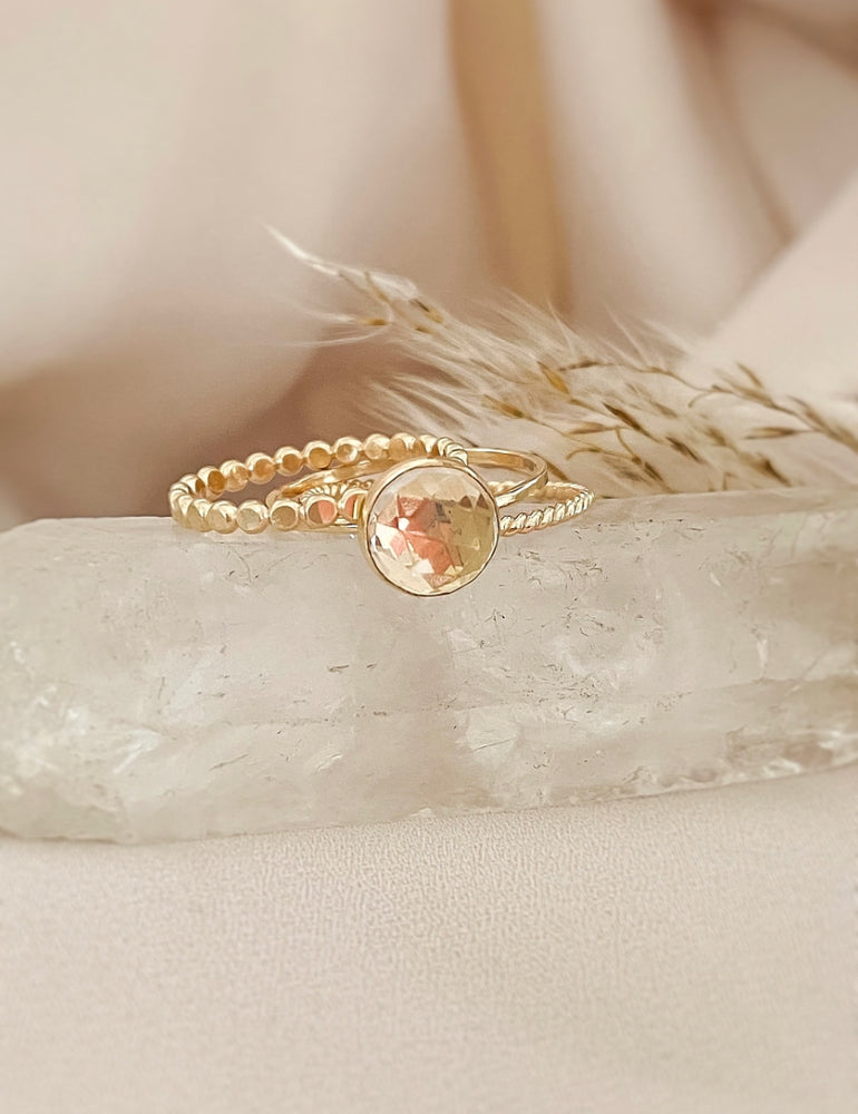 white topaz stacking ring gold