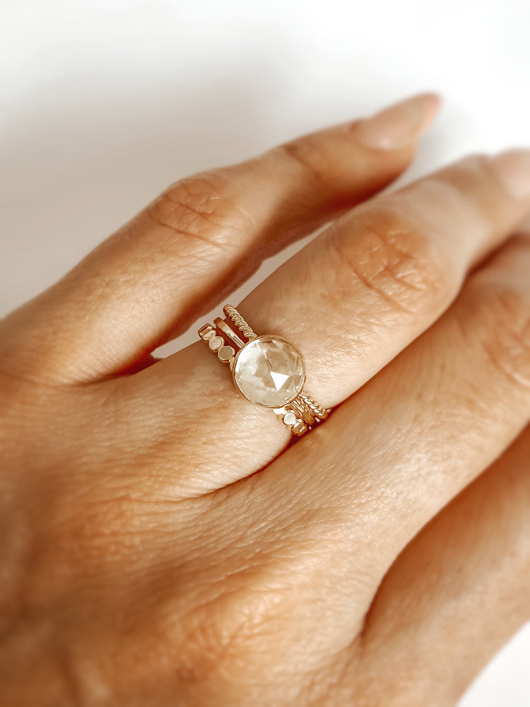 
            
                Load image into Gallery viewer, white topaz stacking ring
            
        