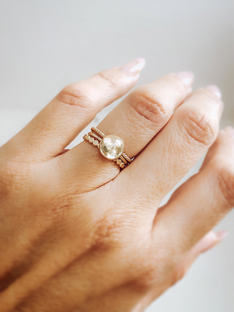 Square Cut White Topaz Constellation Ring | LUO