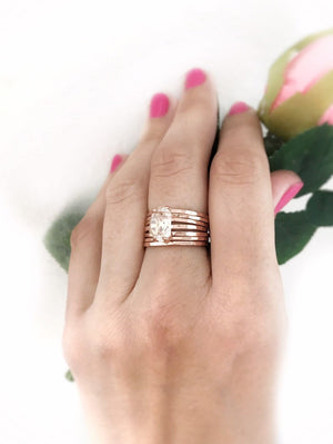 Thin Stack Rings Set - 14K Solid Gold