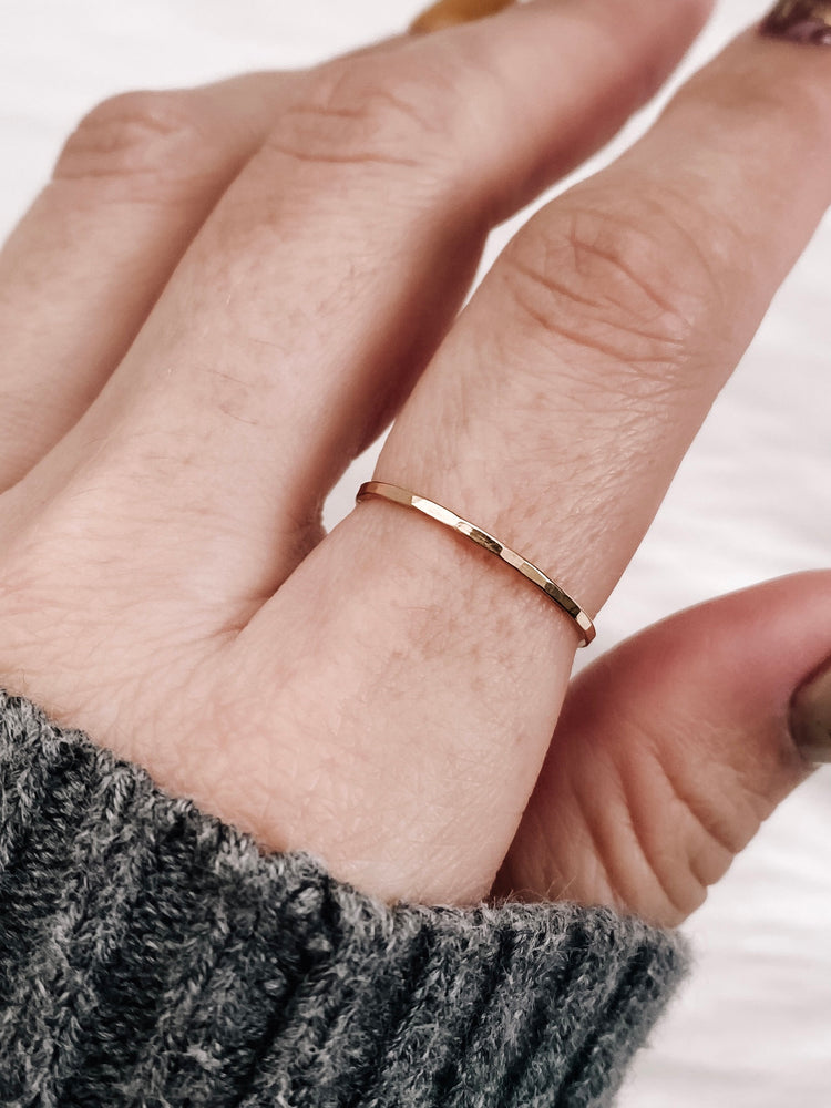 Thin Stack Rings Set - 14K Solid Gold