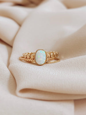 White Opal statement dot ring
