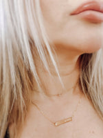 name bar necklace gold 14k