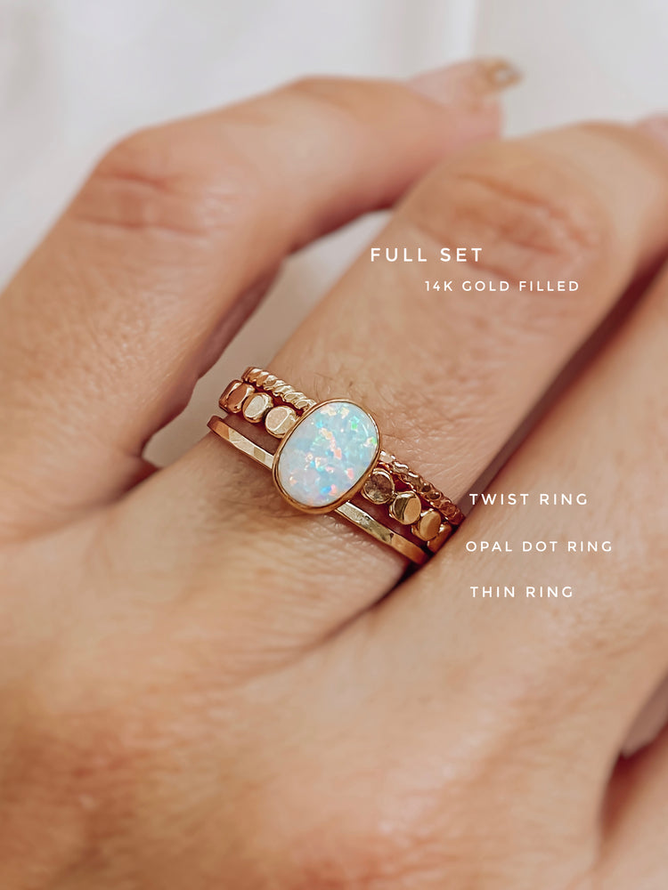 White opal statement ring set