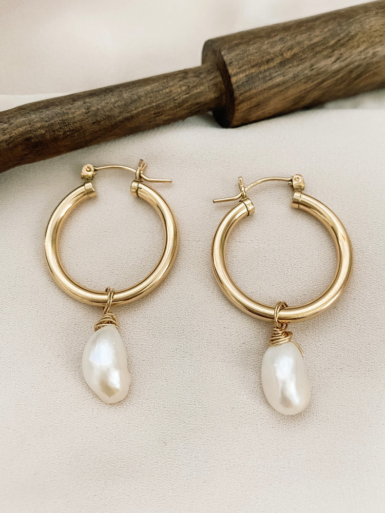 Pearl Hoop Earrings