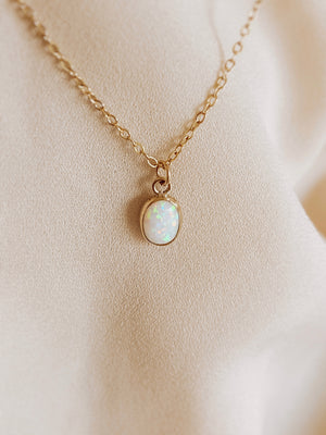 Raw oval opal necklace
