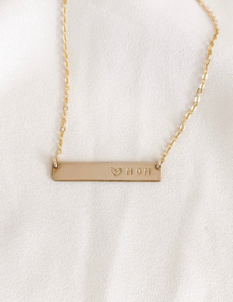 
            
                Load image into Gallery viewer, 14k Gold Name Bar Necklace
            
        