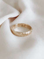 Wide gold ring with name  