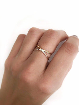
            
                Load image into Gallery viewer, X ring infinity Ring gold
            
        