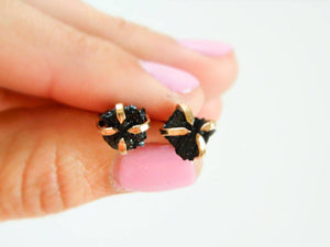 Black Tourmaline Stud Earrings, 