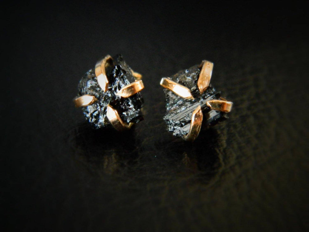 Black Tourmaline Stud Earrings, 