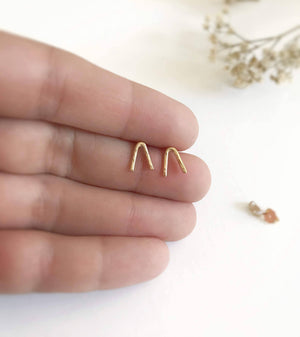 Gold Chevron Stud Earrings, 