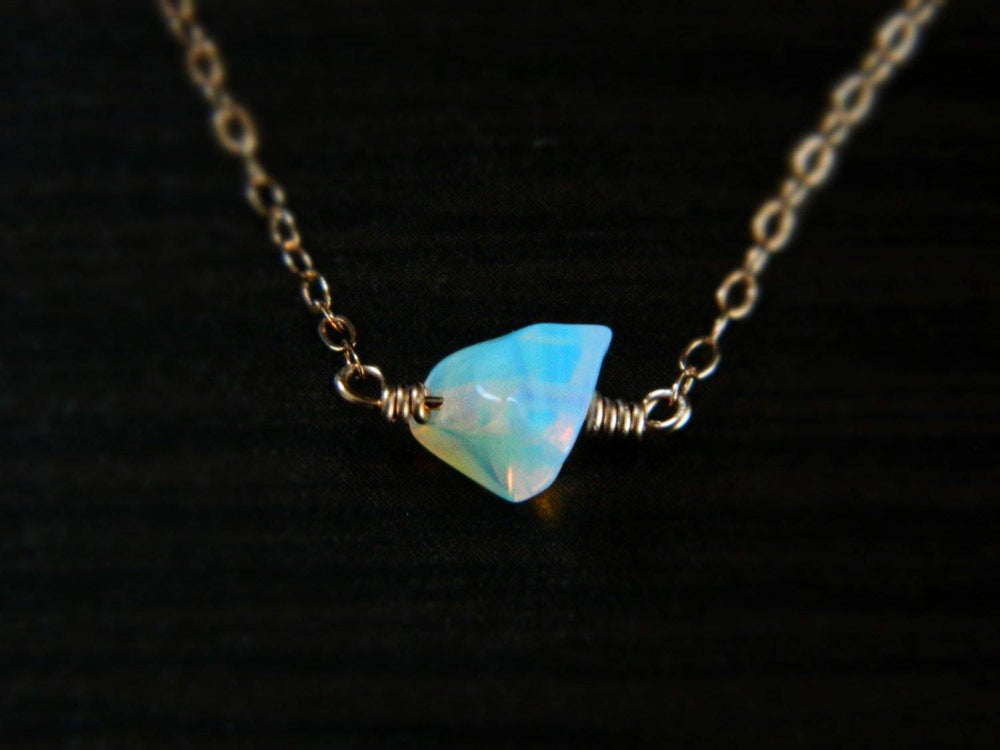 Gold Raw Opal Necklace, 