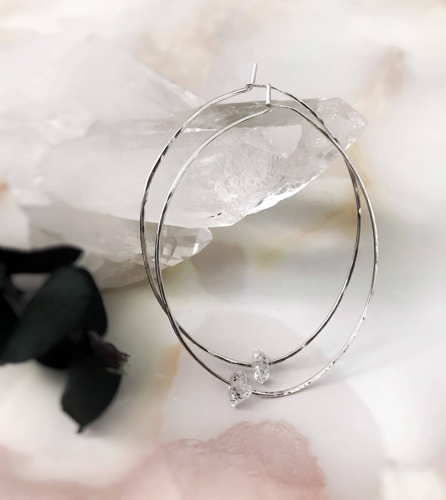 Herkimer Diamond Hoop Earrings, 
