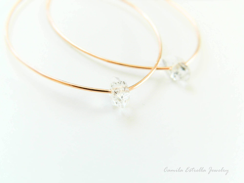 Herkimer Diamond Hoop Earrings, 