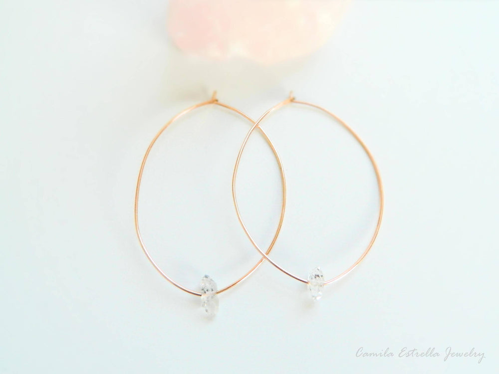 Herkimer Diamond Hoop Earrings, 