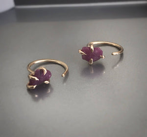 Ruby Huggie Hoop Earrings, 