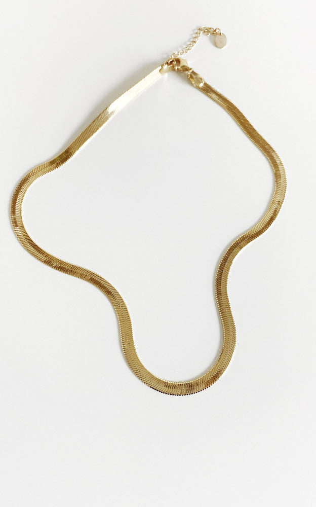 14k gold filled herringbone chain necklace