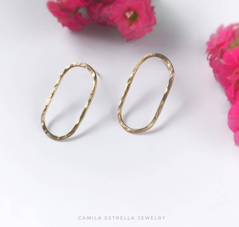 Oval Stud Earrings, 