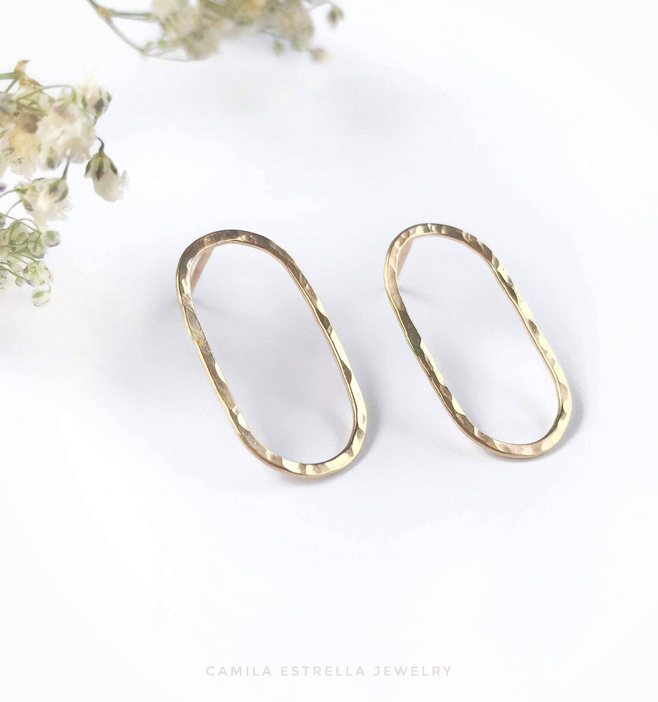 Oval Stud Earrings, 