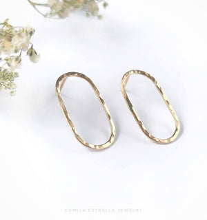 Oval Stud Earrings, 