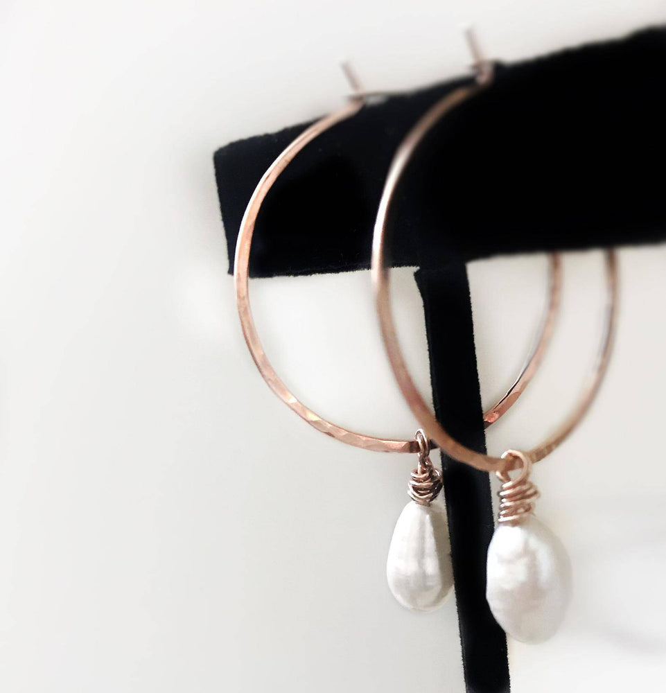 dainty Pearl Hoop Earrings