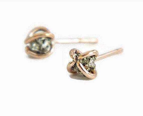 Pyrite Stud Earrings, 