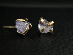 Raw Amethyst Stud Earrings, 