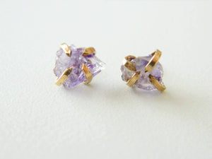 Raw Amethyst Stud Earrings, 