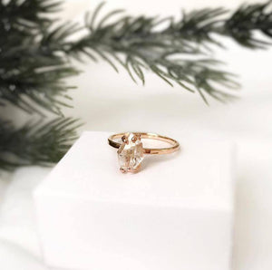 Raw Herkimer Diamond Engagement Ring, 