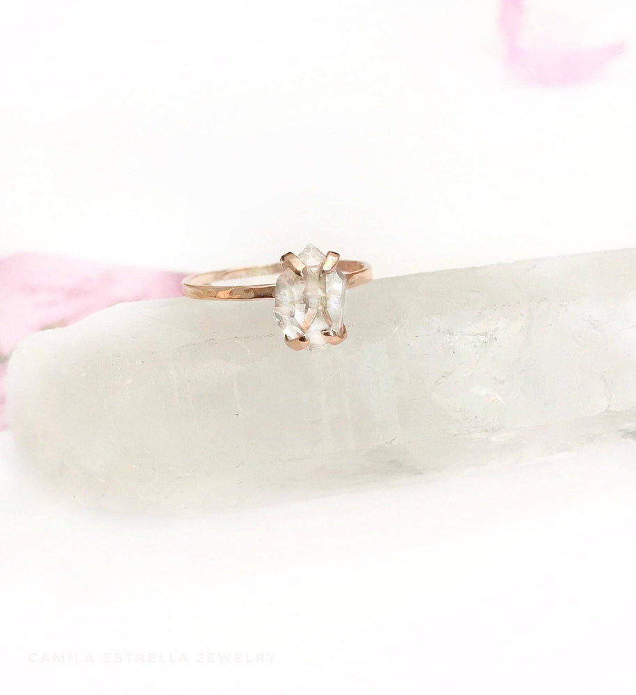 
            
                Load image into Gallery viewer, Raw Herkimer Diamond Engagement Ring, 
            
        