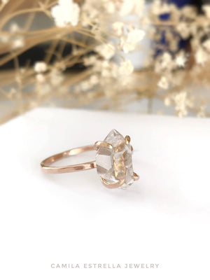 Raw Herkimer Diamond Engagement Ring, 