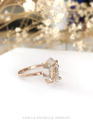 
            
                Load image into Gallery viewer, Raw Herkimer Diamond Engagement Ring, 
            
        