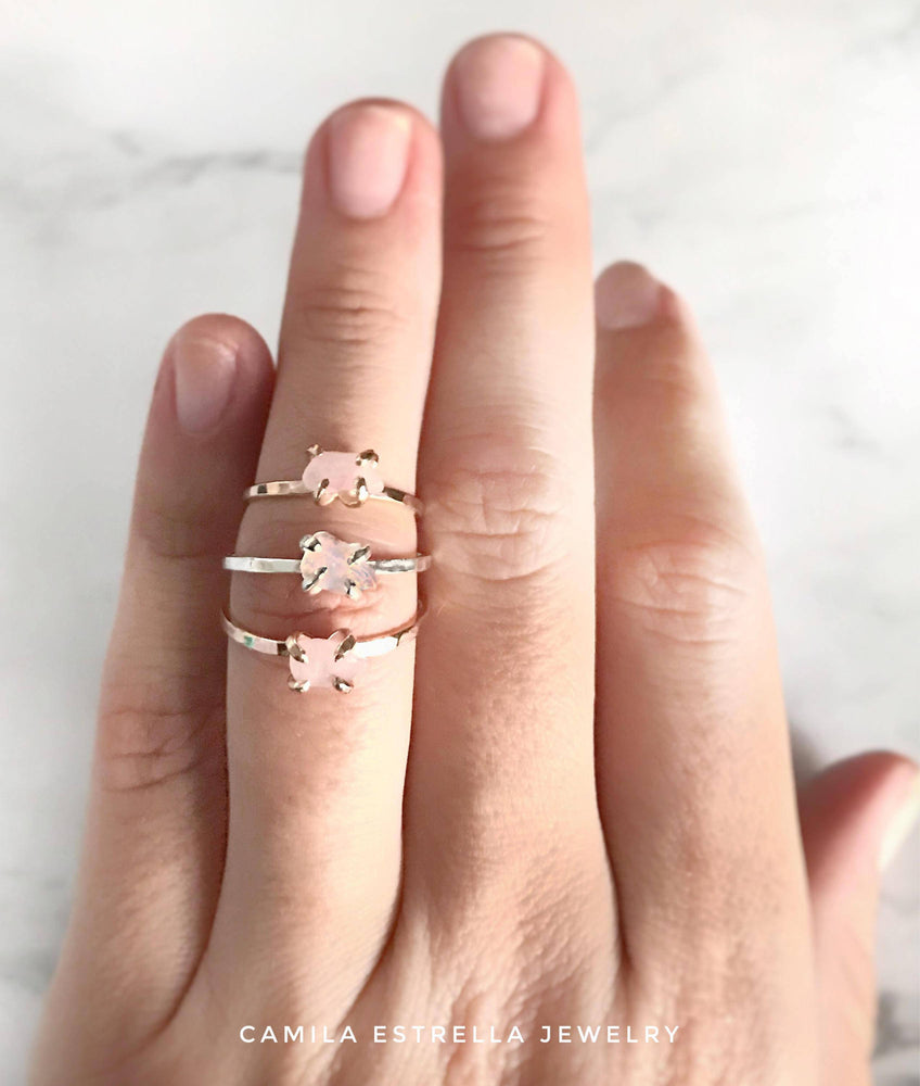 Raw Rose Quartz Ring, 