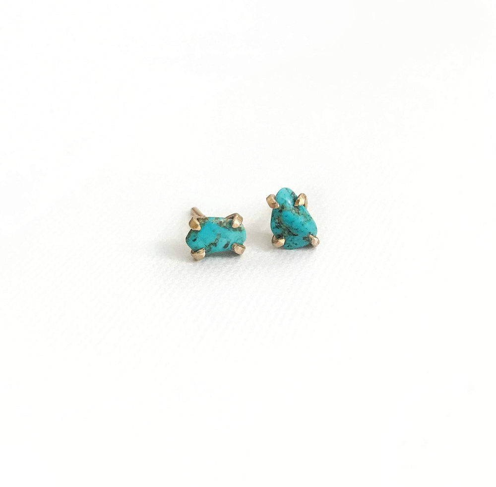 Raw Turquoise Stud Earrings, 