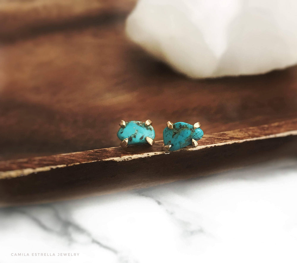 Raw Turquoise Stud Earrings, 